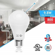 A19 Dimmable LED Light Bulb,  9.8W,  6500K (Cool White),  800 Lumens,  (E2